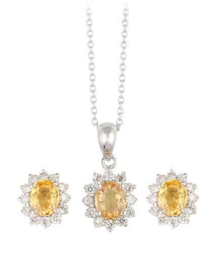 Necklace & Earrings Yellow Sapphire Set - Baby FitaihiNecklace & Earrings Yellow Sapphire Set