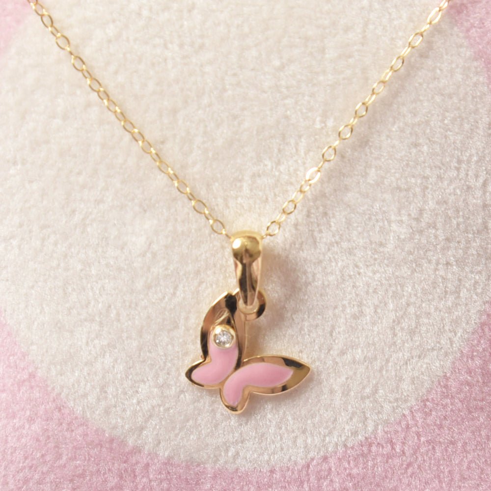 Pink Butterfly Necklace - Baby FitaihiPink Butterfly Necklace