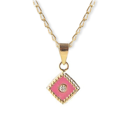 Pink Diamond Gold Necklace - Baby FitaihiPink Diamond Gold Necklace