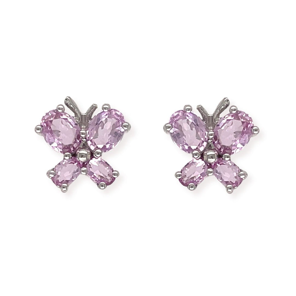 Pink Sapphire Butterfly Earrings - Baby FitaihiPink Sapphire Butterfly Earrings