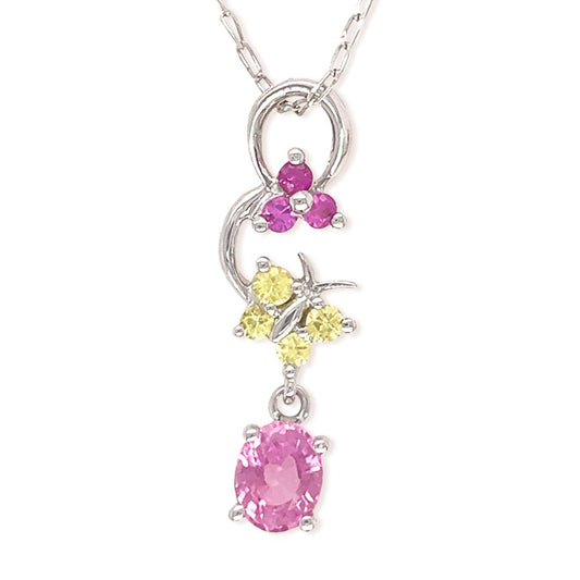 Pink & Yellow Sapphire Necklace - Baby FitaihiPink & Yellow Sapphire Necklace