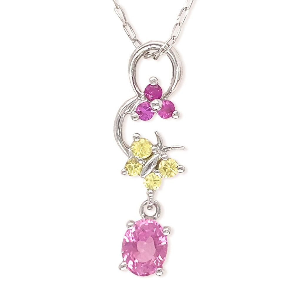 Pink & Yellow Sapphire Necklace - Baby FitaihiPink & Yellow Sapphire Necklace