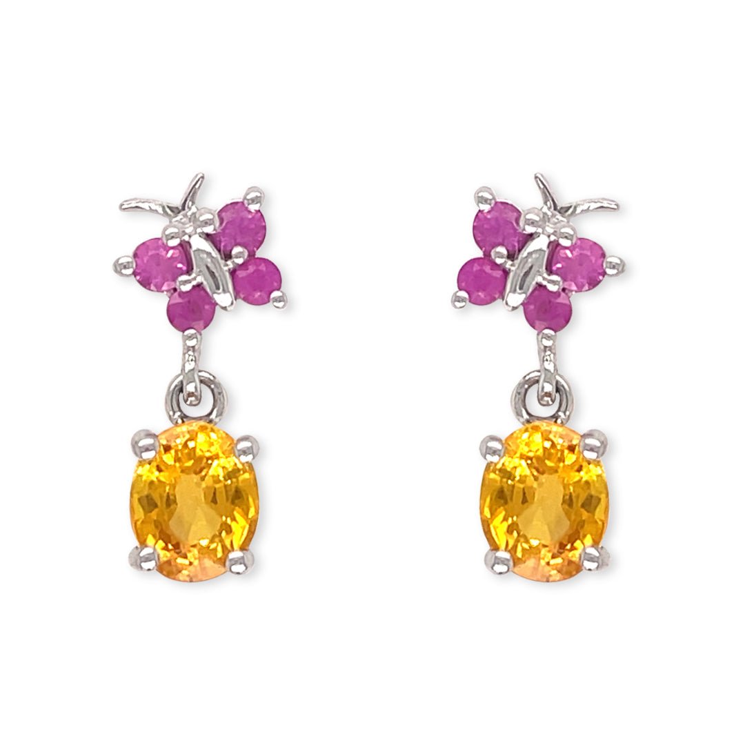 Pink & Yellow Sapphire Pendant - Baby FitaihiPink & Yellow Sapphire Pendant