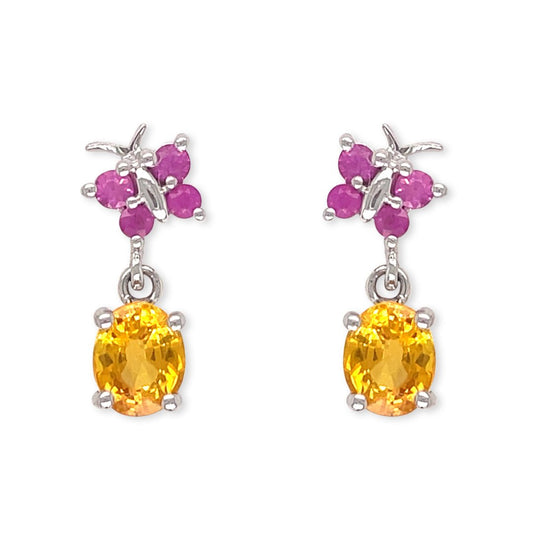 Pink & Yellow Sapphire Pendant - Baby FitaihiPink & Yellow Sapphire Pendant