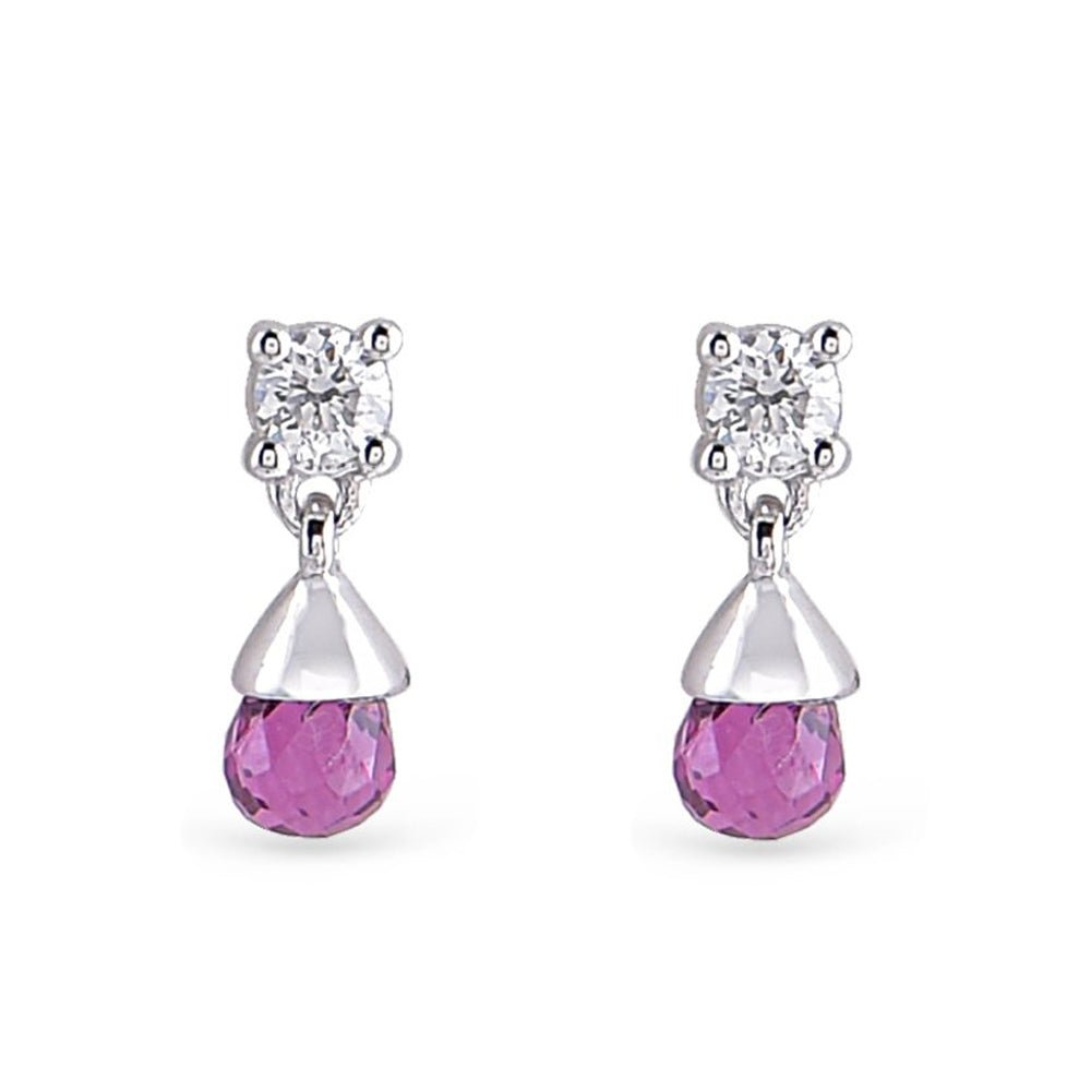 Roses Pink Stone & Diamond Earrings - Baby FitaihiRoses Pink Stone & Diamond Earrings