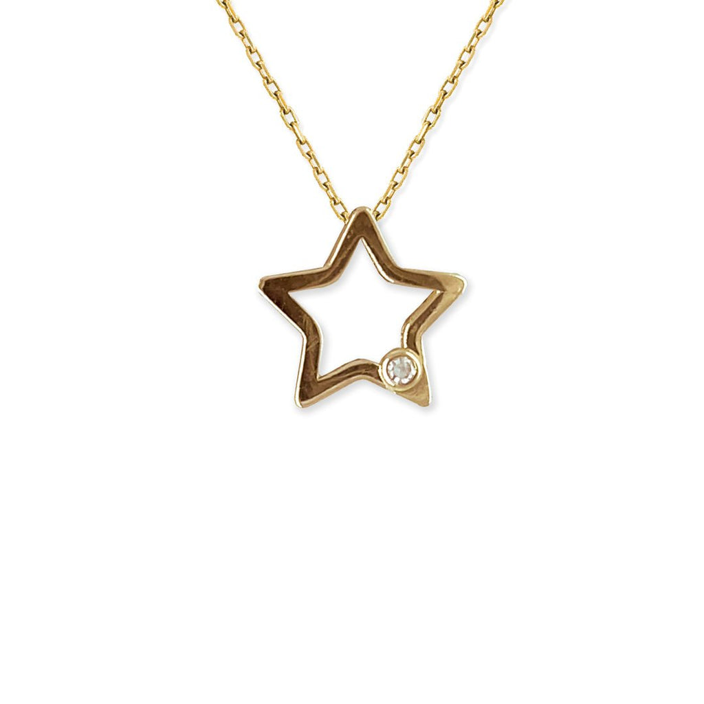 Star Shape Gold and Diamond Necklace - Baby FitaihiStar Shape Gold and Diamond Necklace