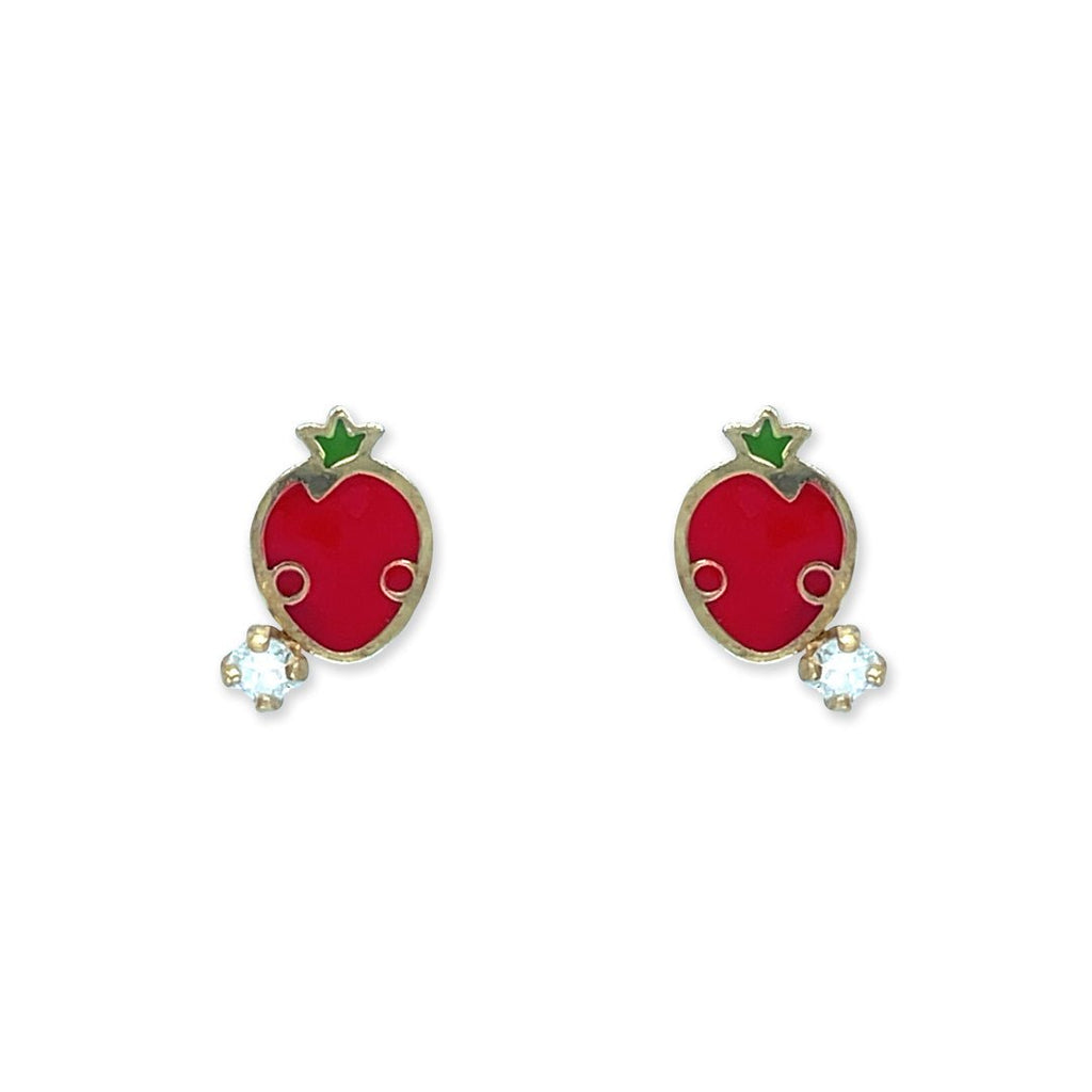 Strawberry shape Gold and Diamond Earrings - Baby FitaihiStrawberry shape Gold and Diamond Earrings