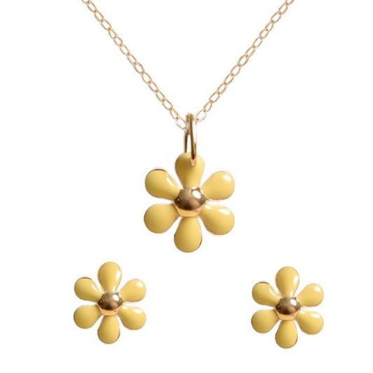 Summer Yellow Enamel Flower Set - Baby FitaihiSummer Yellow Enamel Flower Set