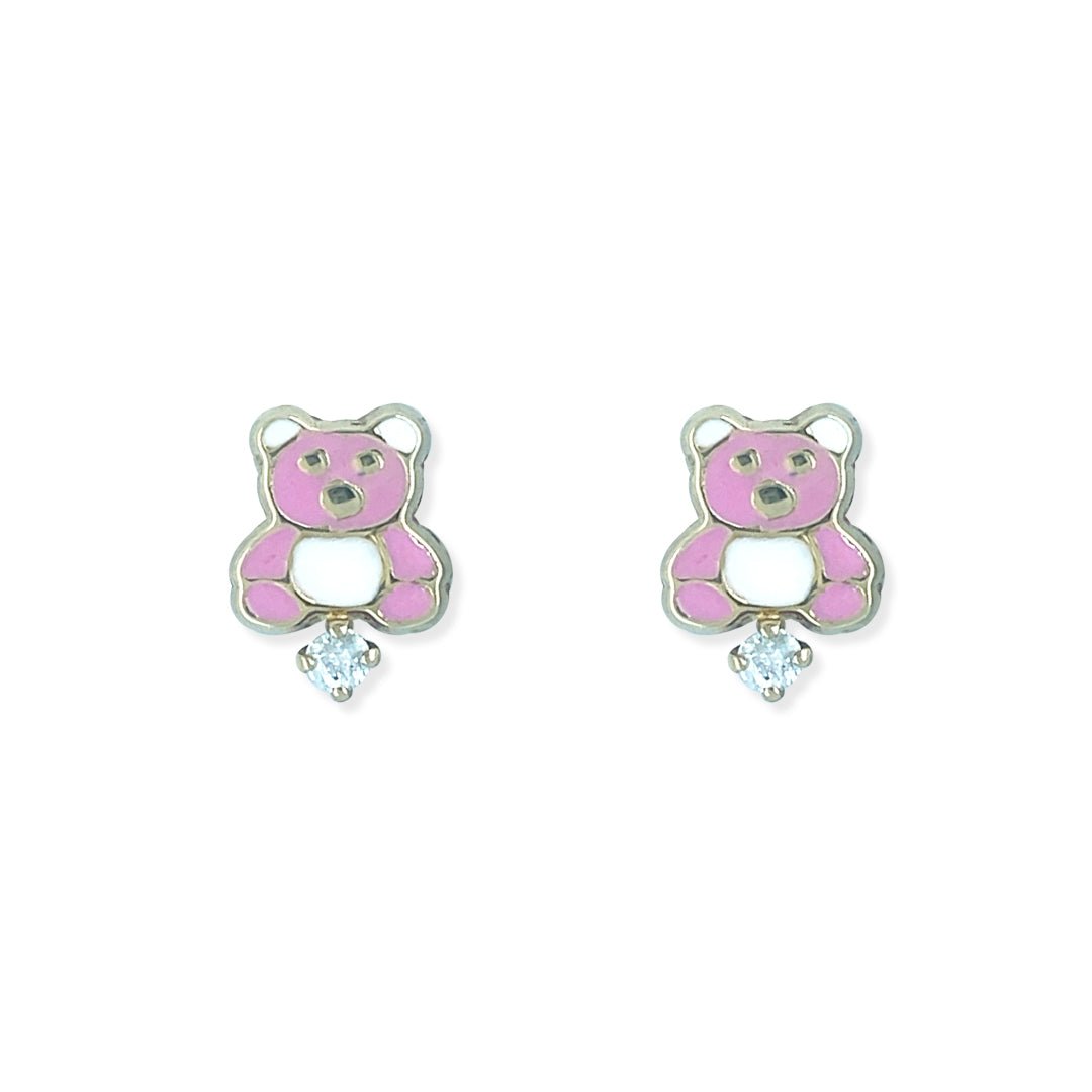 Teddy Bear shape Gold an Diamond Earriings - Baby FitaihiTeddy Bear shape Gold an Diamond Earriings