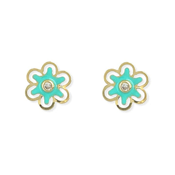 Turquoise Flower Enamel Earrings - Baby FitaihiTurquoise Flower Enamel Earrings